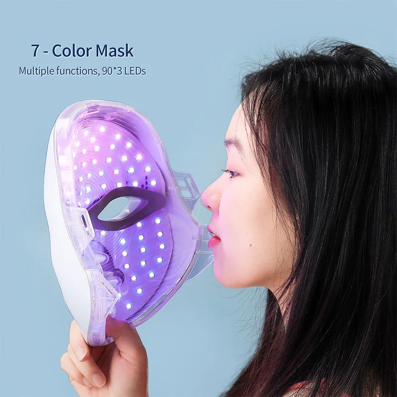 LED Facial Mask with Photon Therapy & 7 Color Skin Care Massager for Face and Neck