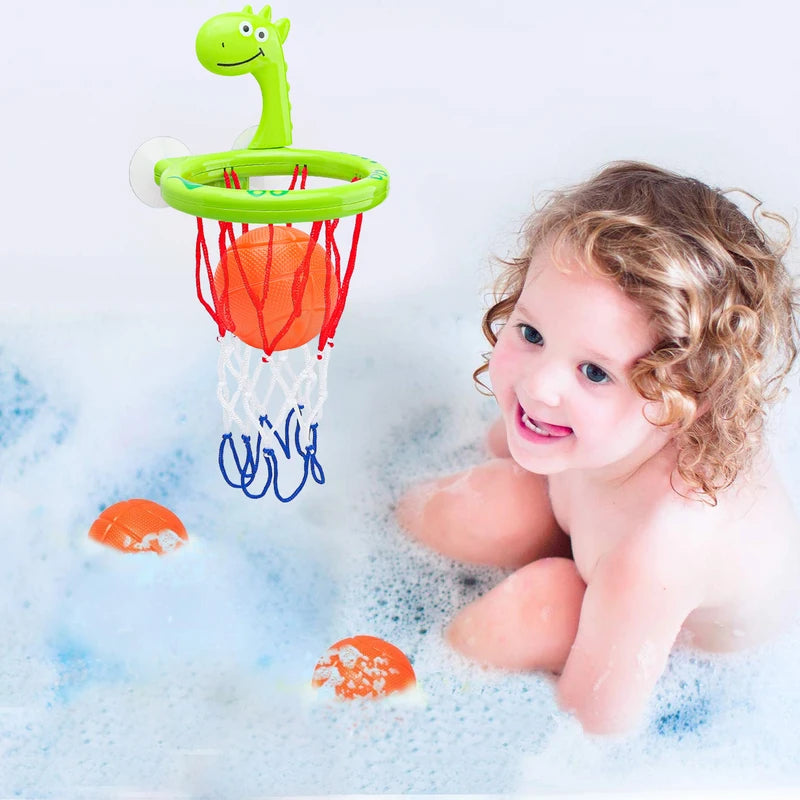 Baby Bath Toy Water Play Set with Basketball Hoop & 3 Balls - Suction Cup Pool Toy for Kids