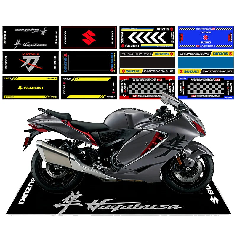 Motorcycle Parking Mat Non-Slip Garage Rug with Vivid Printing
