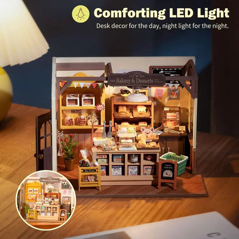 Miniature Dollhouse Kit Becka's Baking House - DIY Wooden Puzzle Decor Gift