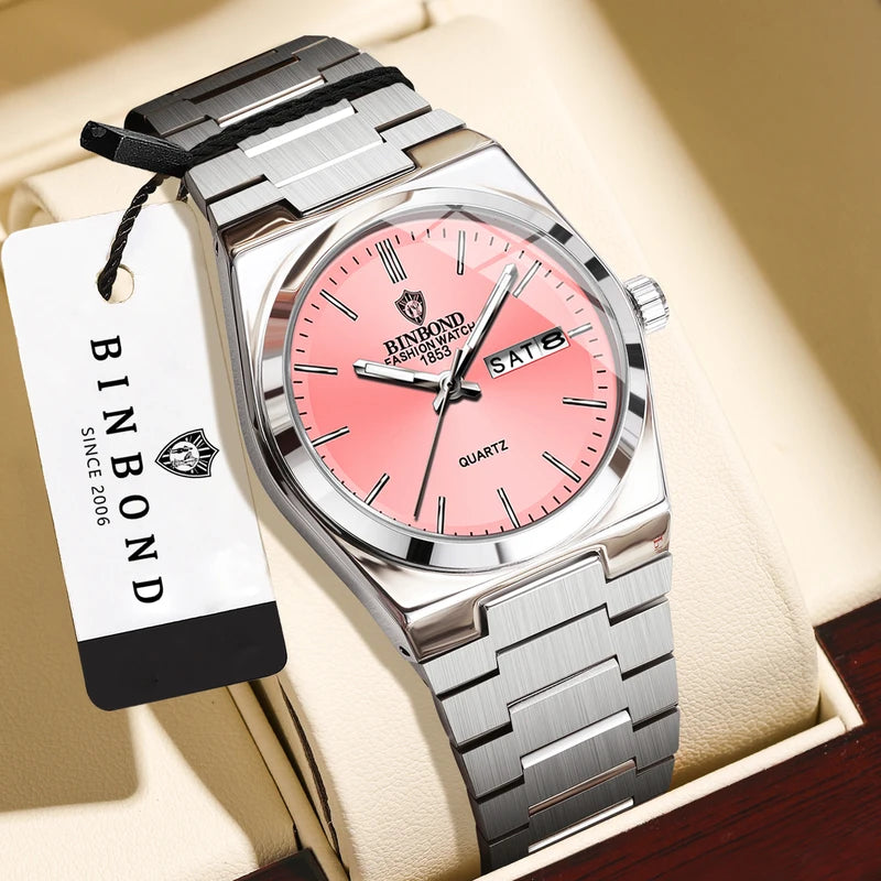 Luxury Women's Quartz Watch Waterproof Luminous Auto Date & Week Display