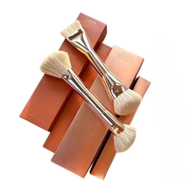 Dual Ended Foundation Brush - Flat & Dome Makeup Blending Tools