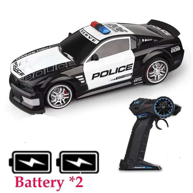 1/12 Scale Remote Control Police Car with Lights - Fast Drift Vehicle for Kids