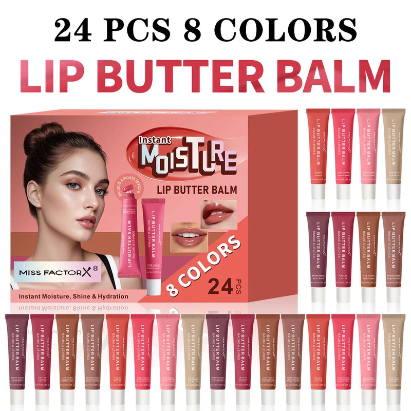 Hydrating Lip Gloss Gift Set - 24 Pieces, 8 Colors Moisturizing Lip Gloss