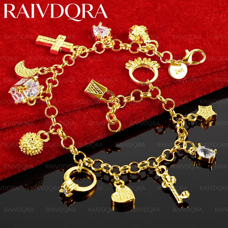 Gold Plated Geometric Pendant Bracelets for Women - Anniversary Gift