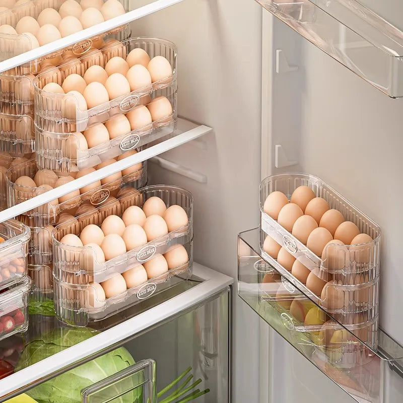 Space-saving Egg Organizer Container with 10-grid Refrigerator Storage Box