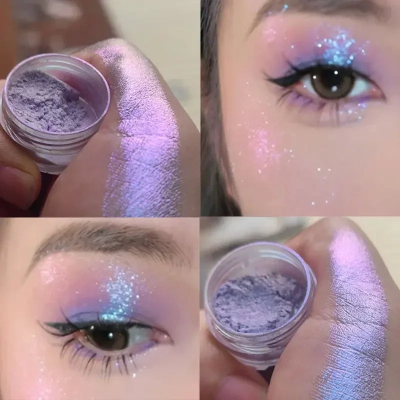 Glitter Eyeshadow Powder - Long Lasting Chrome & Holographic Pigment for Eye Makeup