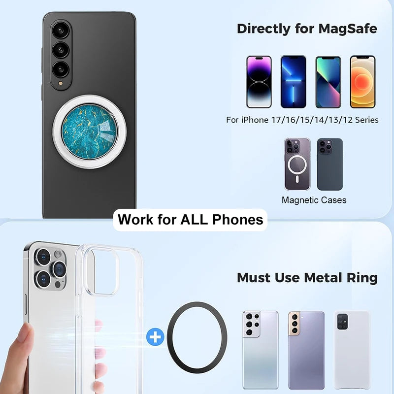Magnetic Phone Grip Stand for iPhone & Samsung - Foldable Magnetic Holder