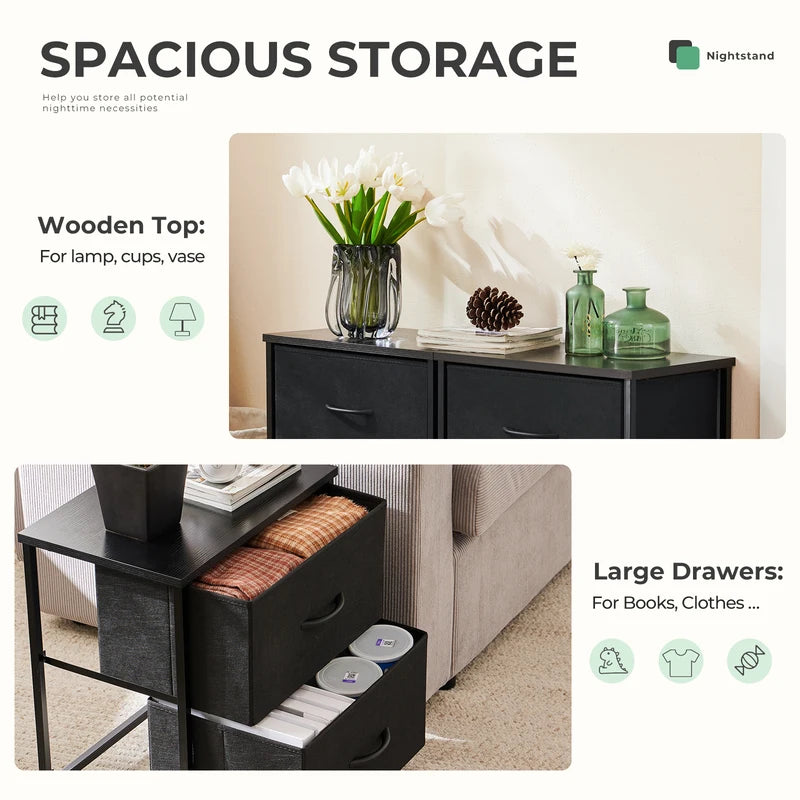 Set of 2 Fabric Drawers for Living Room Storage Closet Chest