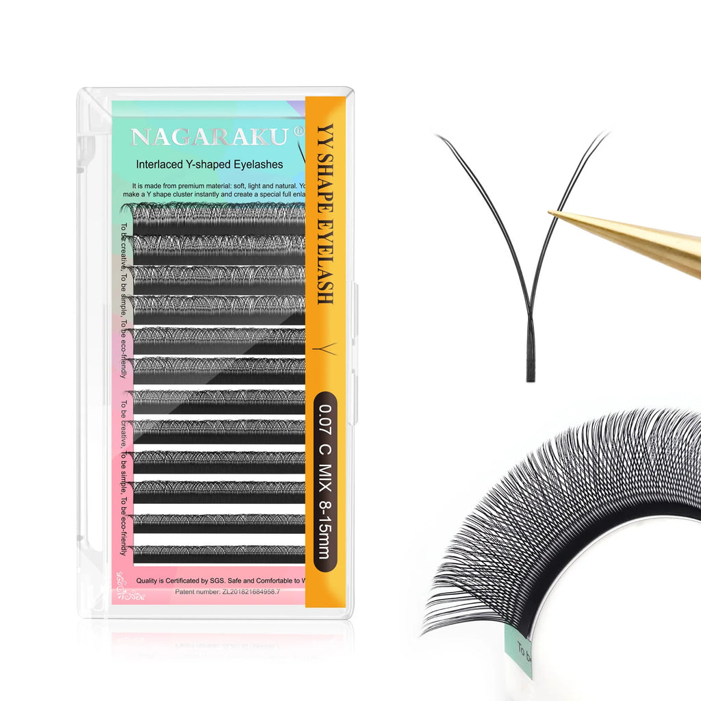 Premium Mink Eyelash Extensions YY Shape Hand Woven Natural Look
