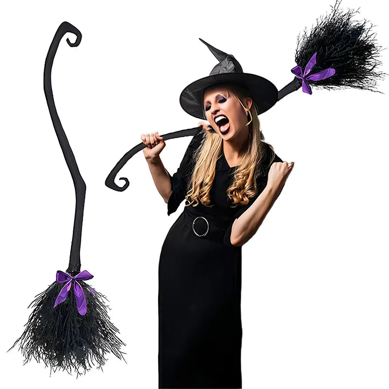 Halloween Witch Broom Decoration Prop for Costume Parties and Cosplay