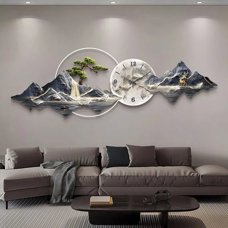 Large Modern Wall Clock - Silent Living Room Wall Art Decor