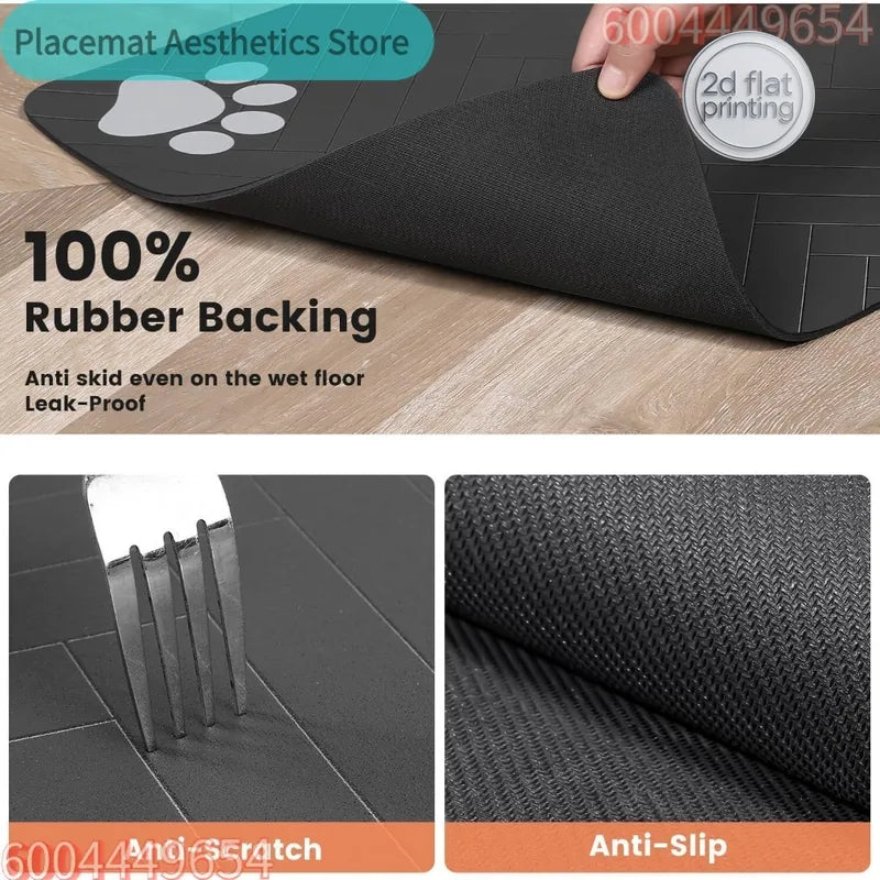 Absorbent Pet Feeding Mat with Waterproof Rubber Backing for Dogs & Cats