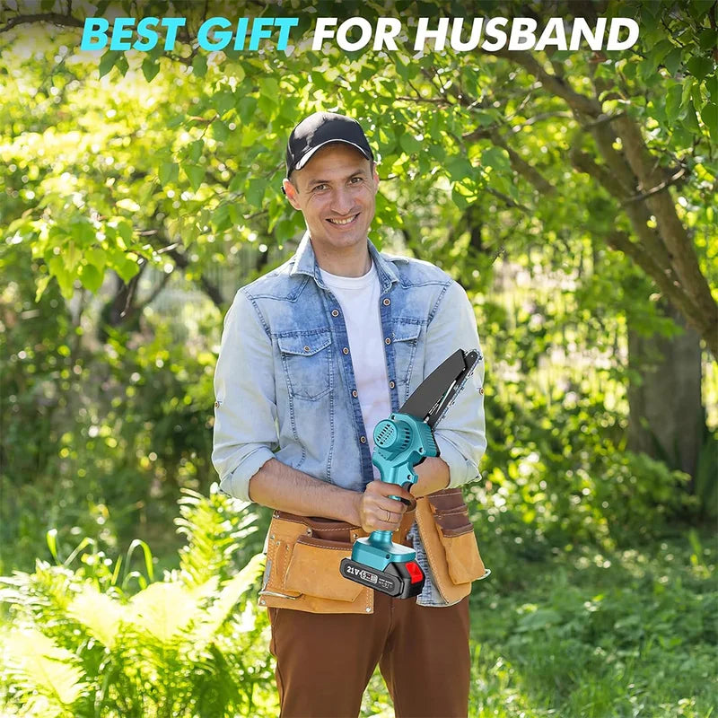 Cordless Mini Chainsaw 6-inch Electric Tree Pruner for Wood Cutting and Trimming