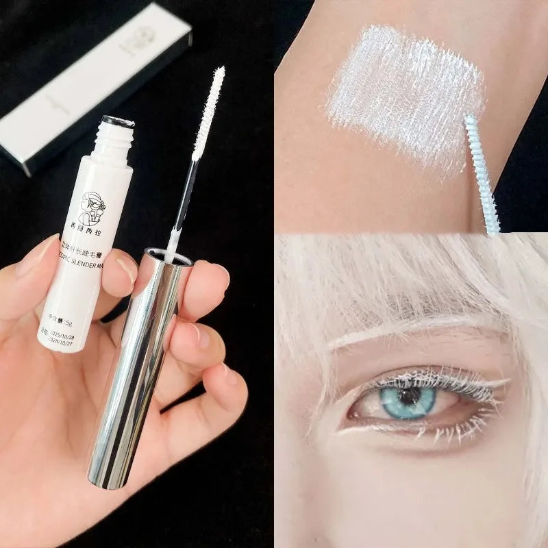 White Waterproof Mascara & Eyebrow Tint - Long-Wearing, Curling, Fast Drying