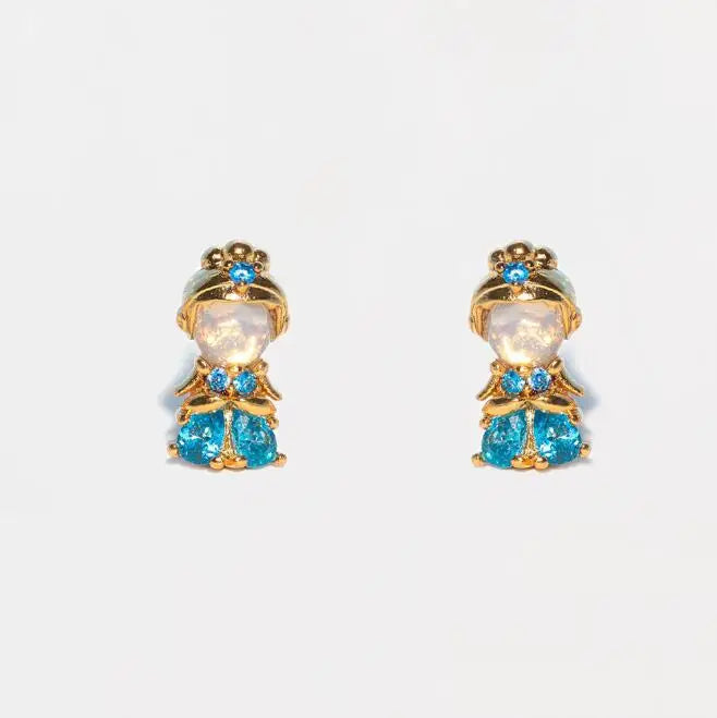 Colorful Zircon Princess Stud Earrings for Women Girls - Trendy Party Jewelry