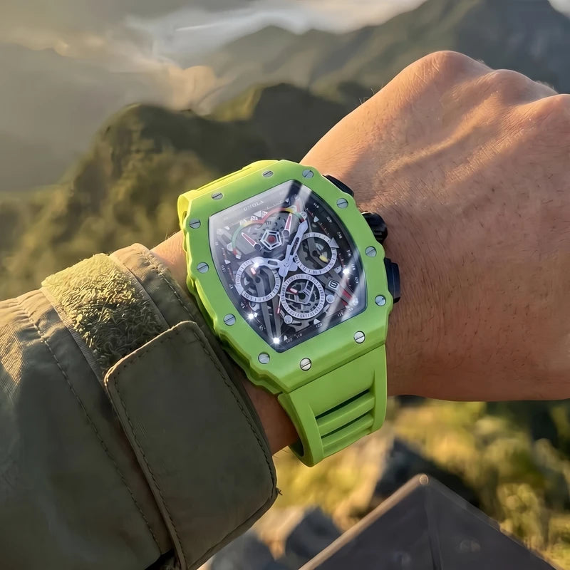 Men's Multi-Functional Waterproof Quartz Watch with Luminous Silicone Strap