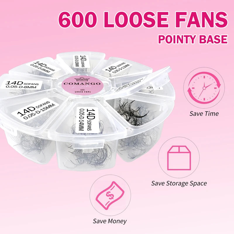 8-in-1 Premade Volume Lash Fans for Eyelash Extensions - 3D-16D Mix Lengths