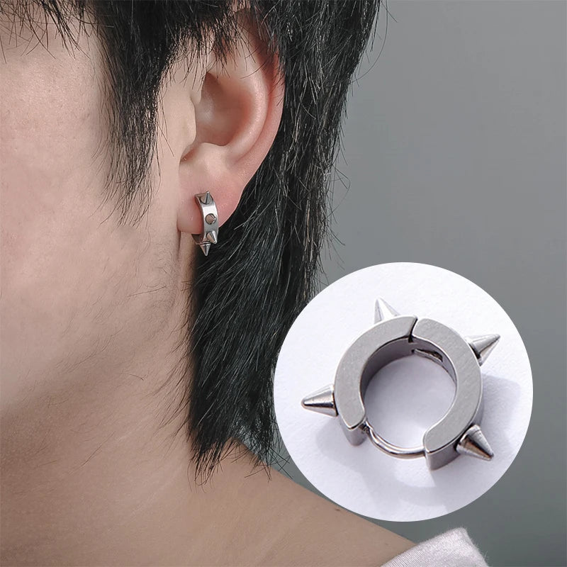 Unisex Punk Spiky Stainless Steel Earrings with Thorn Design - Street Gothic Jewelry