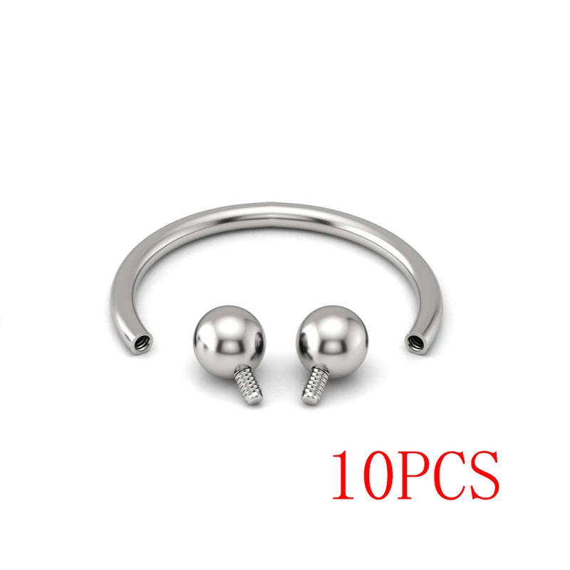 10PCS Eyebrow Jewelry Labret Piercing Set Titanium Septum Nose Rings for Women