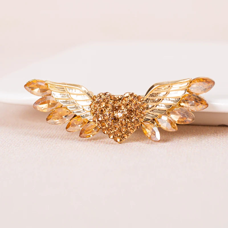 Sparkling Crystal Love Angel Wings Brooch for Weddings & Dress Decor