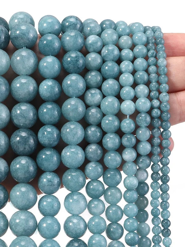 Natural Aquamarine Beads for Jewelry Making, 6-10mm Round Loose Stones