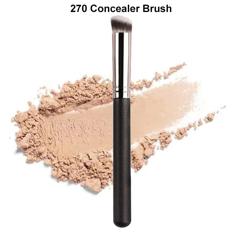 Set of 3 Beveled Foundation & Concealer Makeup Brushes - Synthetic, Seamless Cover