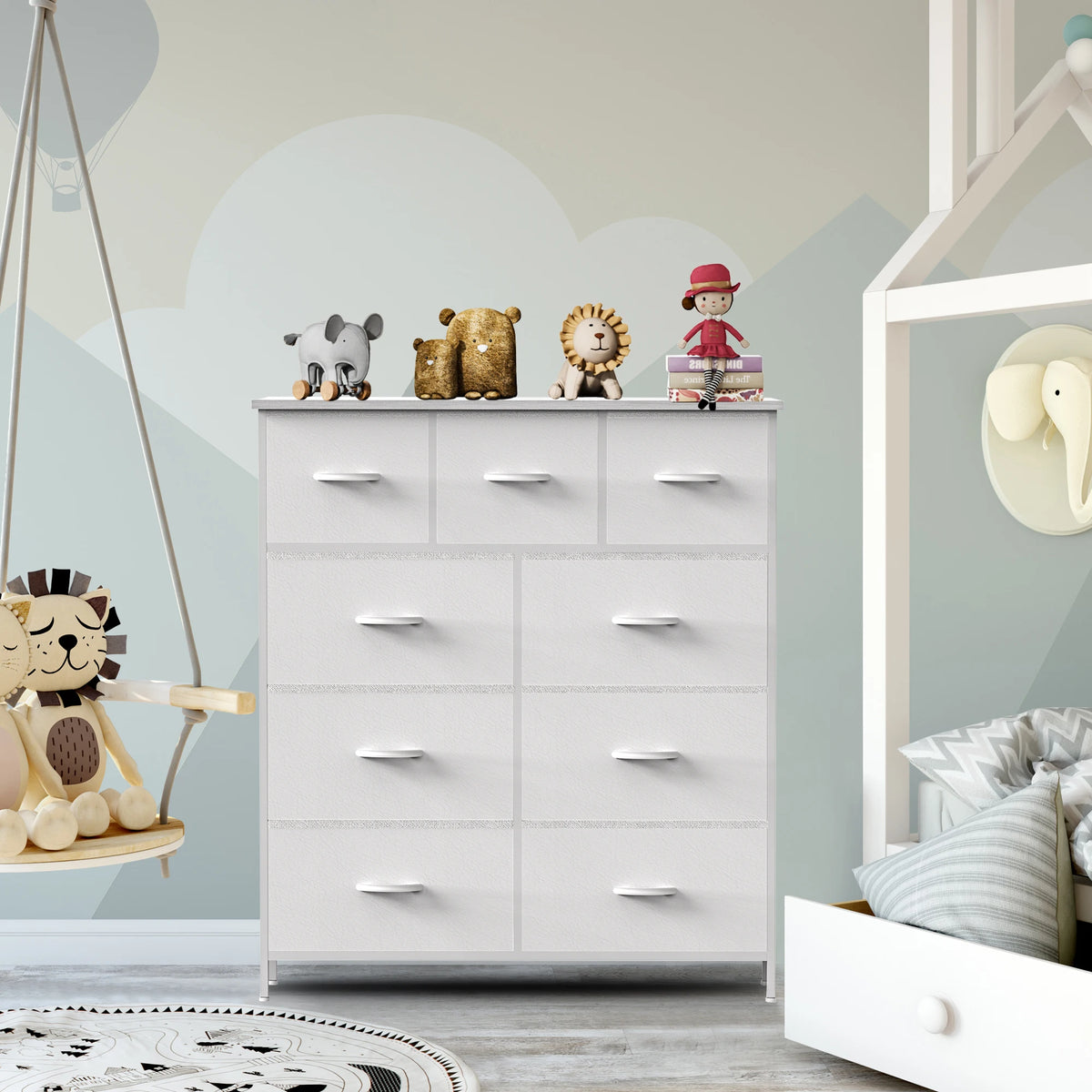 9-Drawer Fabric Storage Dresser for Bedroom Closet Organizer Tall Chest