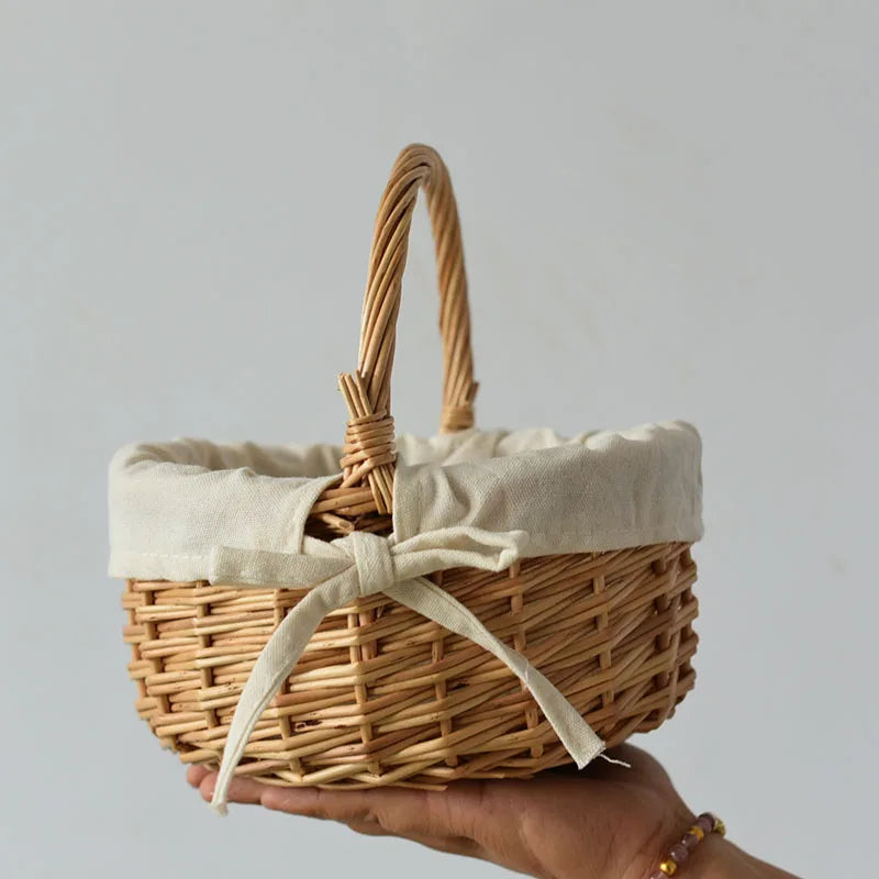 Handmade Willow Easter Basket with Handle for Egg Hunt Home Decor Gift