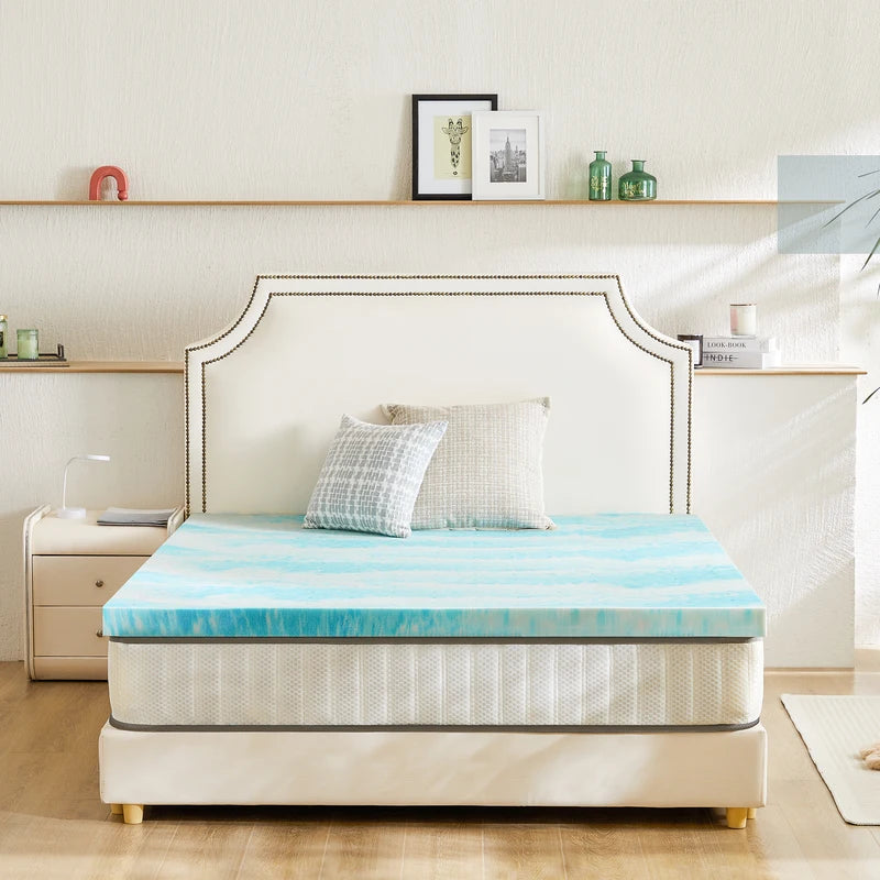 Memory Foam Mattress Topper Gel Cooling 2-4 Inch Thick Bed Pad Breathable Comfort