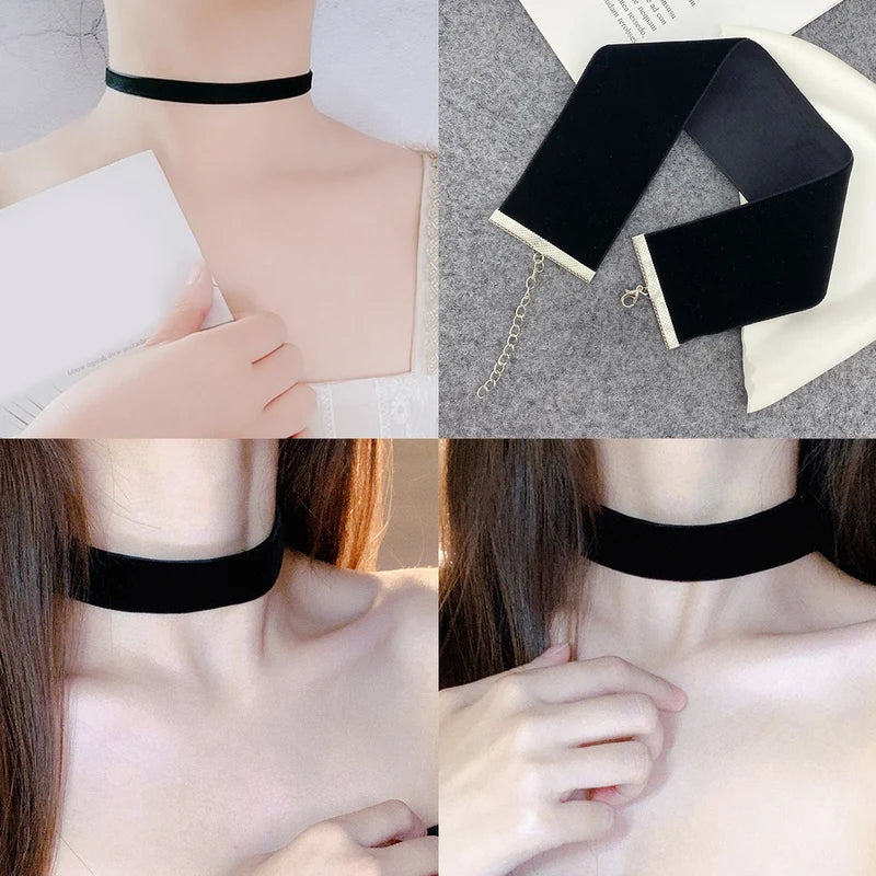 Velvet Choker Necklace Gothic Vintage Girl Women Black Fashion Jewelry