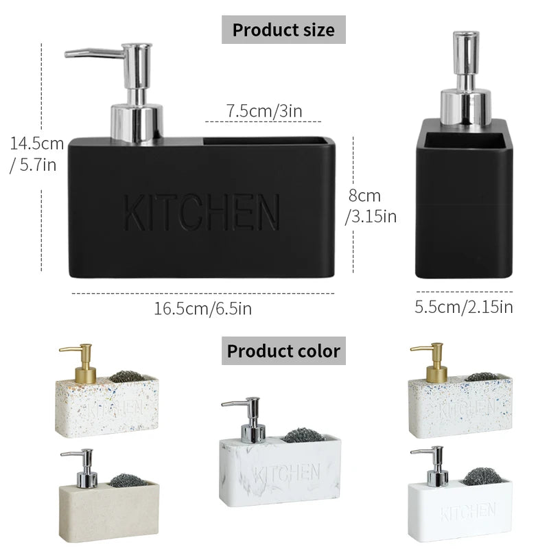 Modern Kitchen Soap Dispenser Set with Pump, Brushes & Holders
