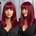Synthetic Wig for Women - Red Wine-Red Bob Hairstyle for Party & Cosplay