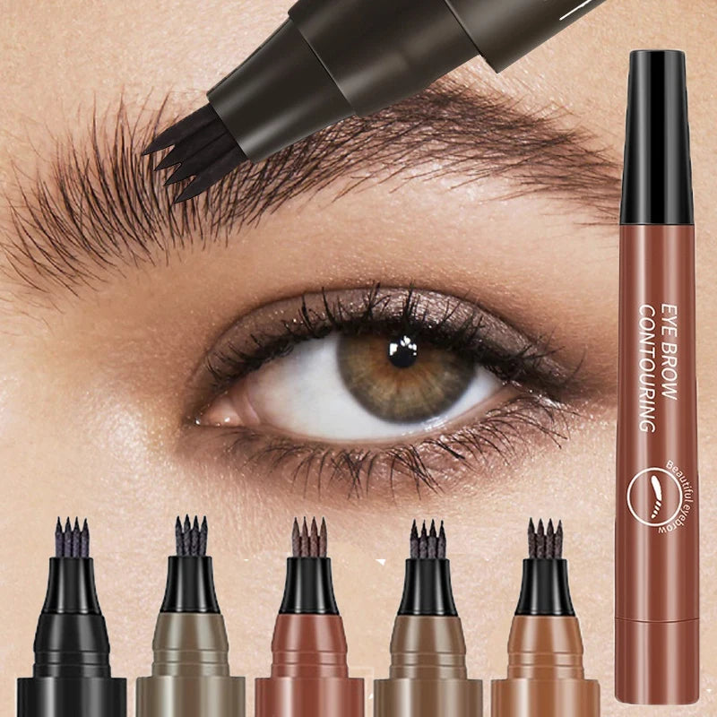 4 Point Eyebrow Pencil Long-Lasting Waterproof Microblading Makeup for Women