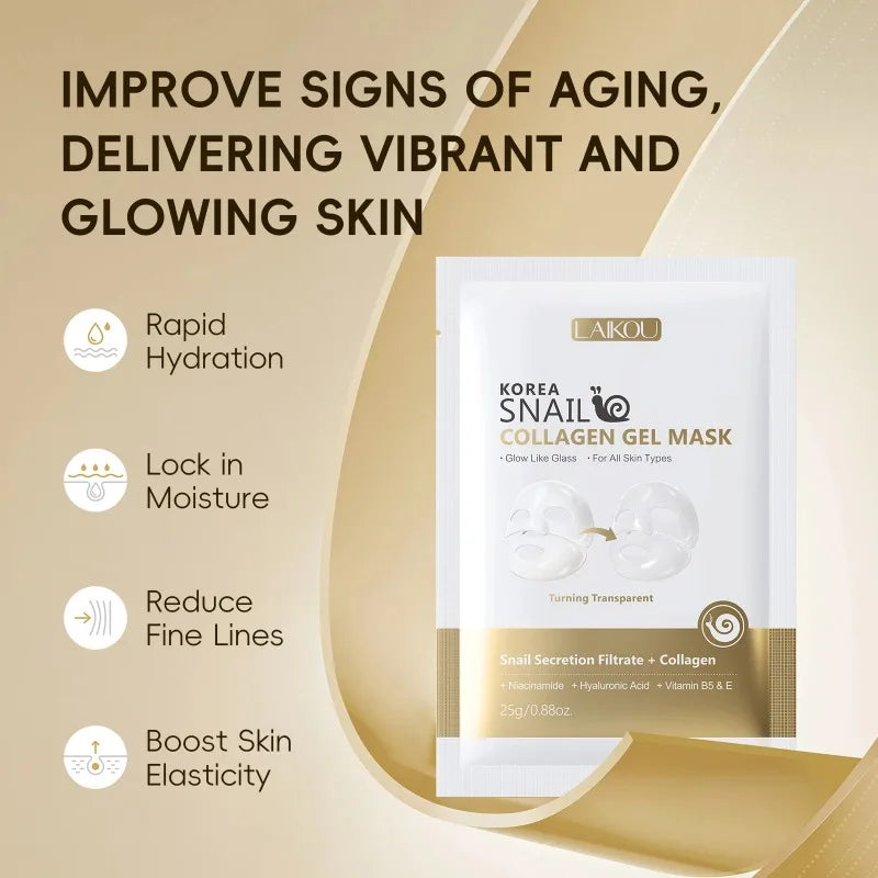 Korean Snail Collagen Face Mask for Hydration & Anti-Aging - 20 Pack