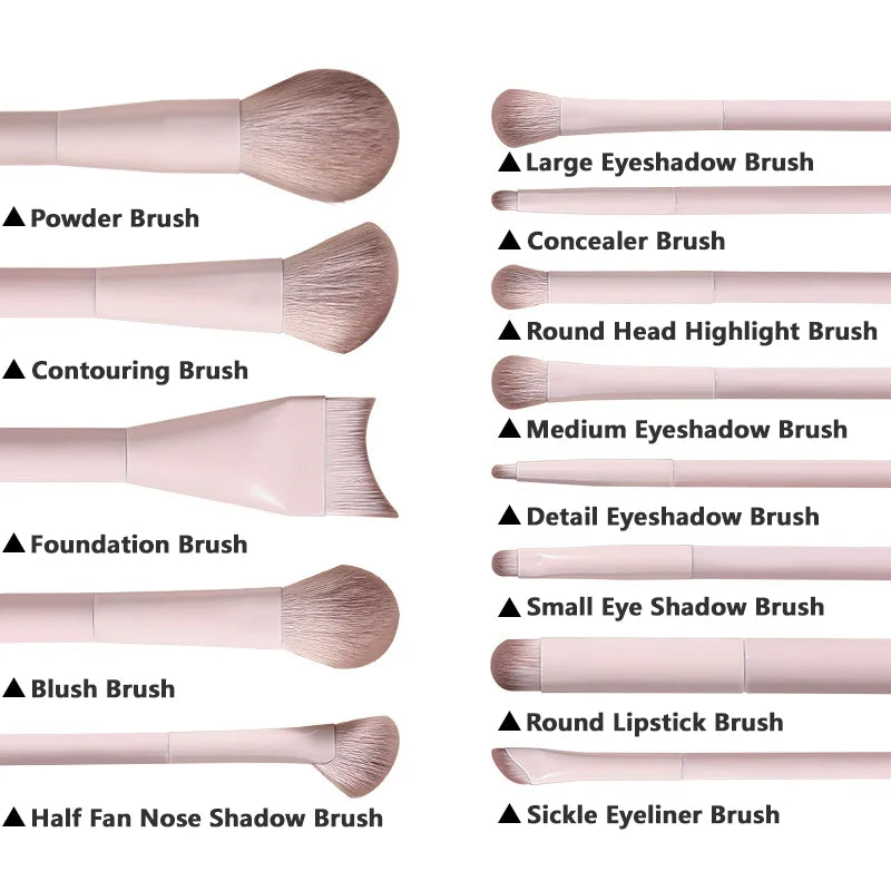 13-Piece Makeup Brush Set for Foundation, Concealer & Eyeshadow - Soft Dense Cosmetic Tools