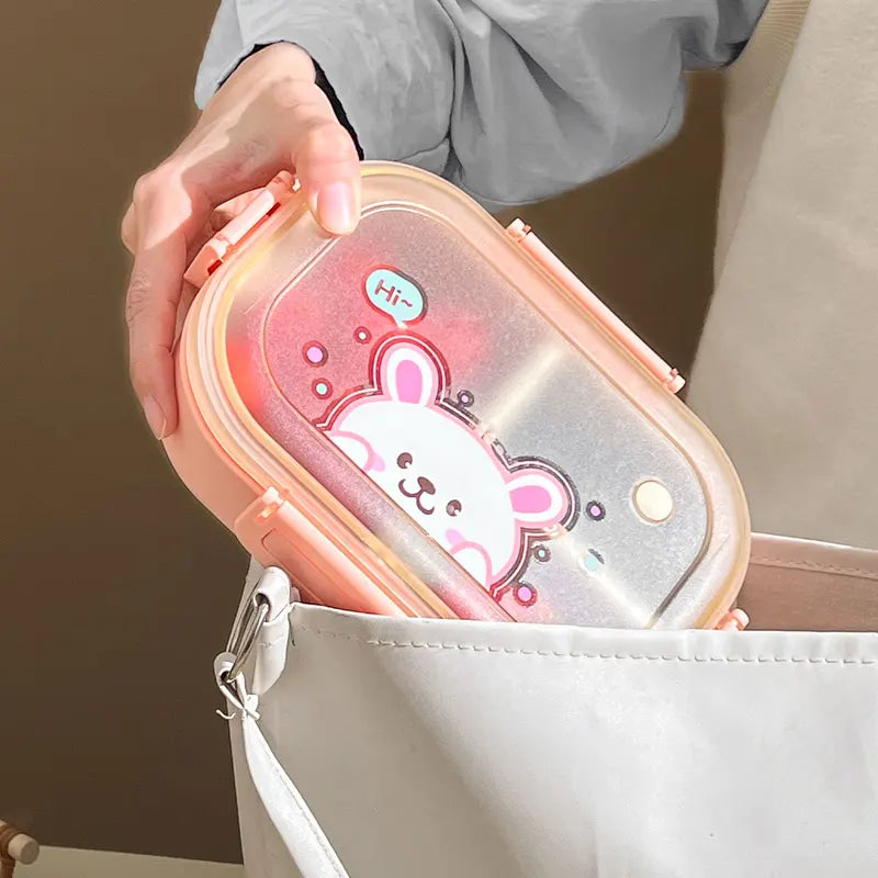 Portable Plastic Lunch Box with Detachable 3-Compartments for Kids and Students