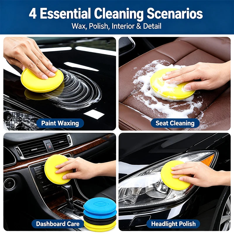 Car Wax Applicator Pads 6 Pack - High-Density Foam Polishing Sponges for Vehicle Detailing