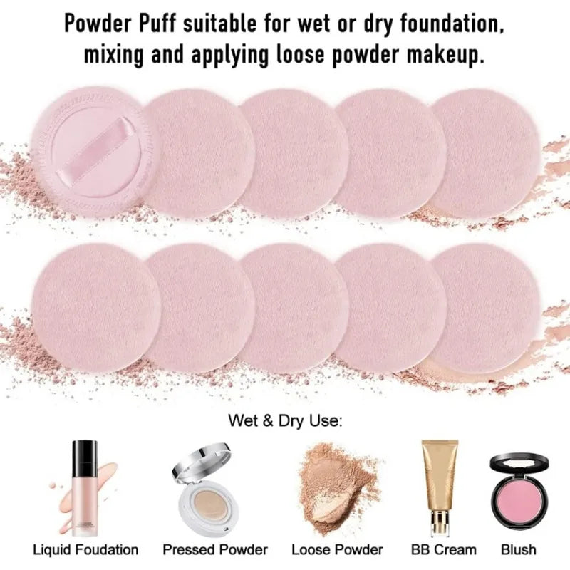 5pcs Makeup Powder Puff Set with Ribbon for Face and Loose Powder Application