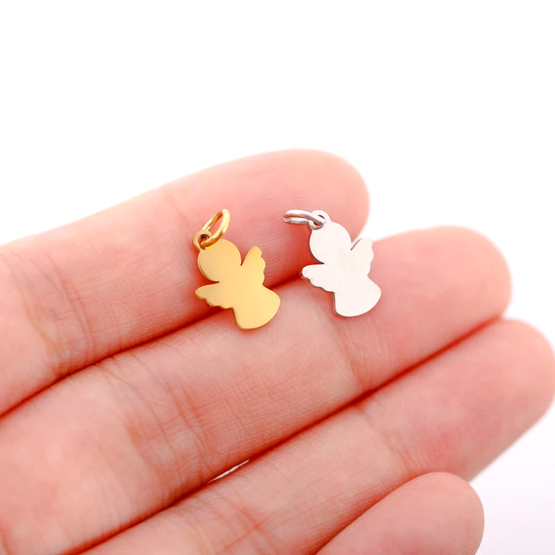 Stainless Steel Baby Foot & Angel Charms Set for DIY Jewelry Making - 5 Pieces