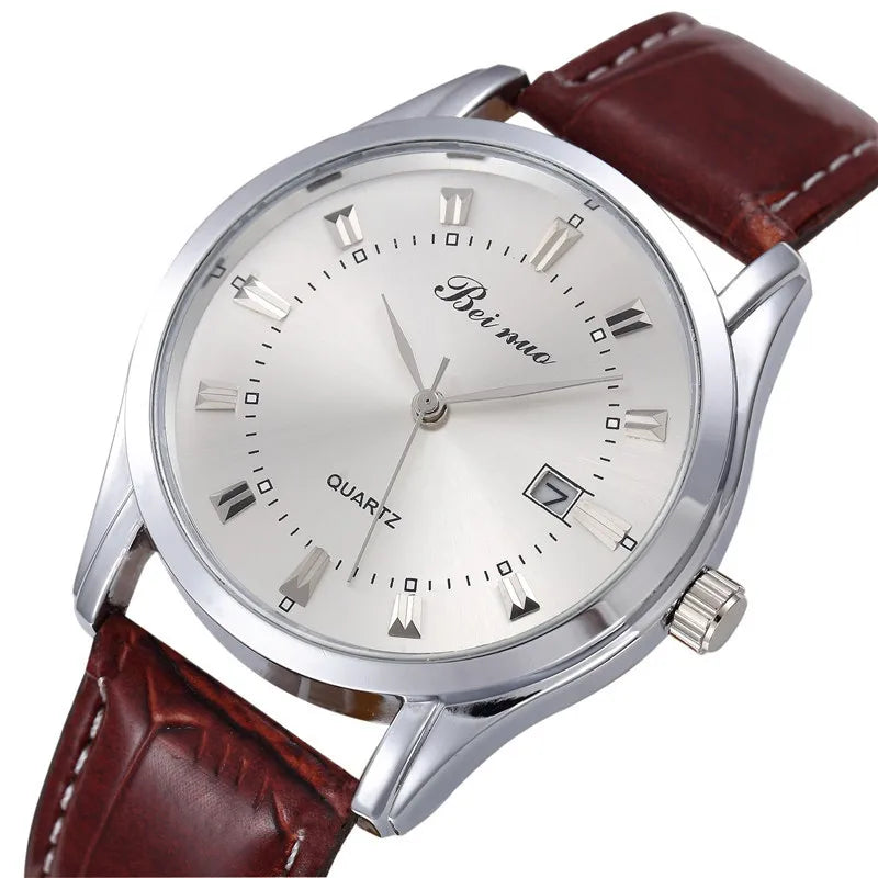 Men's Luxury Quartz Watch with Leather Band - Business & Fashion Accessory