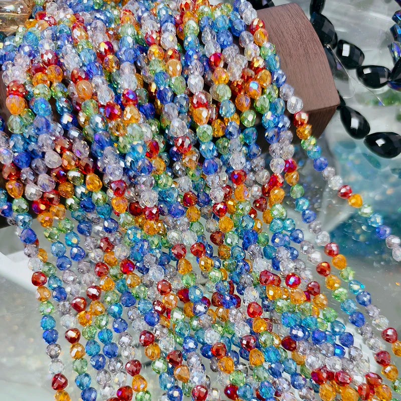 Rainbow Glass Beads for Jewelry Making - Flat & Round Beads for DIY Bracelets & Necklaces