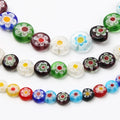 Glass Beads for Jewelry Making - Millefiori Flower Flat Round Spacer Beads