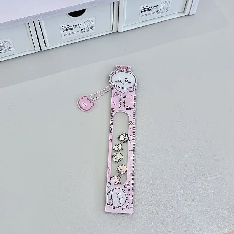 Clear Acrylic 15cm Sliding Ruler with Pendant for Drawing & Journals