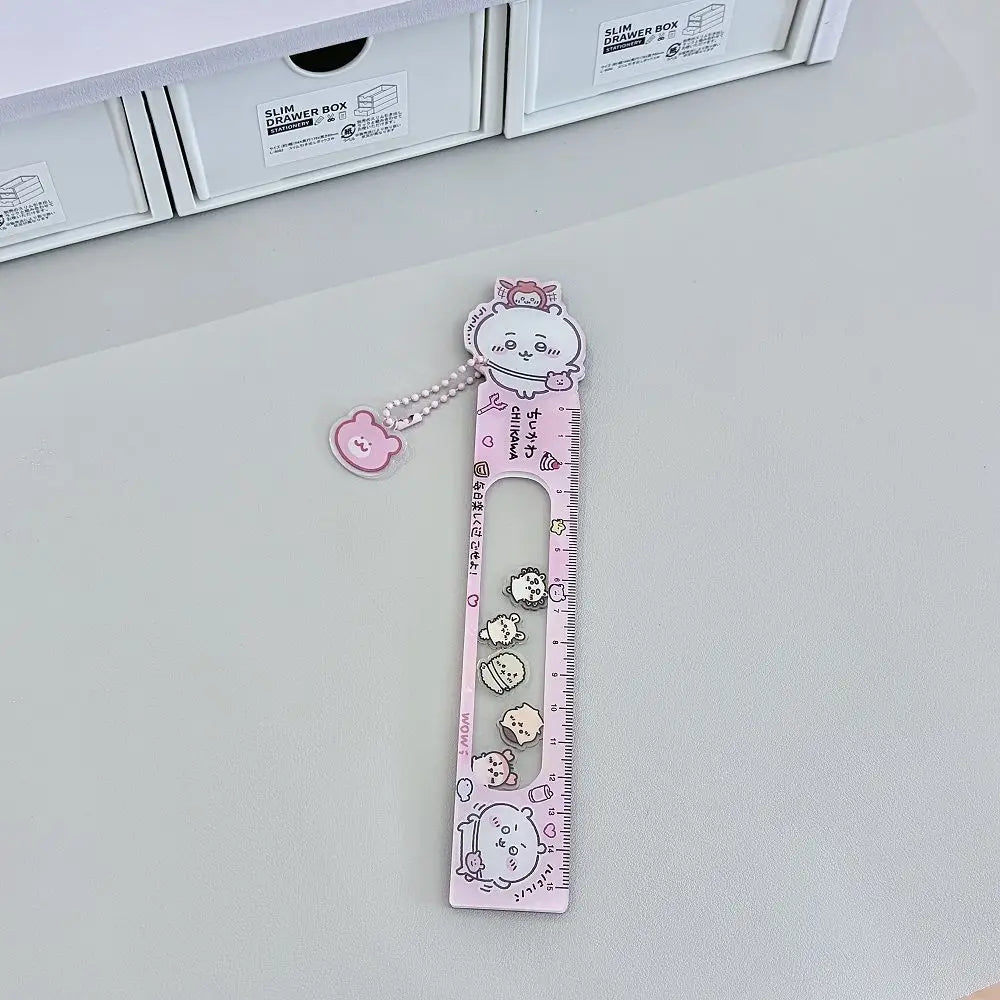 Clear Acrylic 15cm Sliding Ruler with Pendant for Drawing & Journals