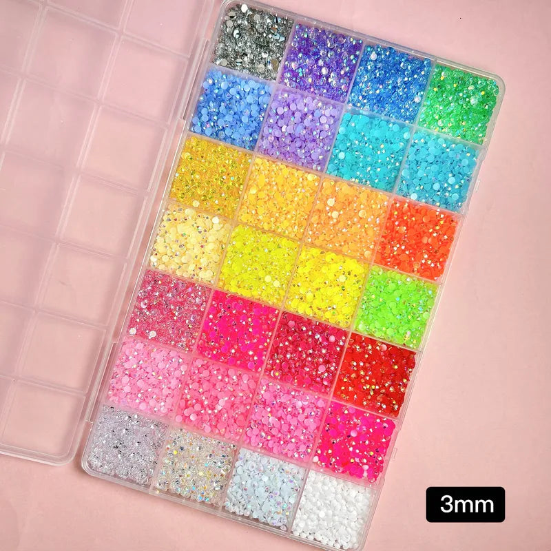 Nail Rhinestone Bedazzling Kit with 3D Multi-Color Resin Diamonds for Nail Art & Jewelry DIY