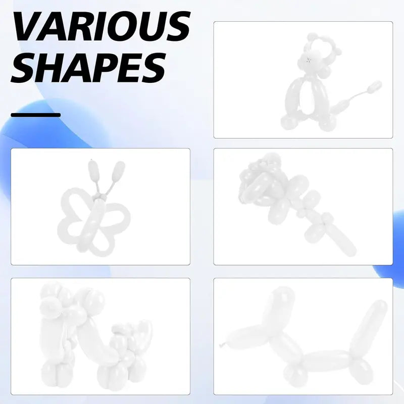 White Matte Long Latex Balloons for Wedding Birthday Party Decorations - 60/100 Pieces