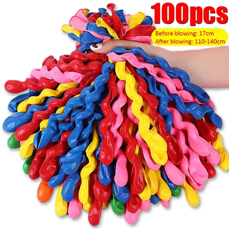 100Pcs Latex Spiral Balloons for Party Decorations - Long Twisted Balloons for Weddings, Birthdays & Christmas