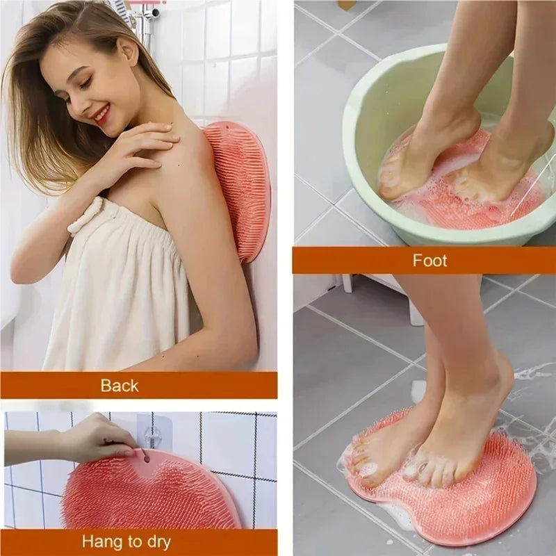 Foot Brush Body Cleanser Silicone Sponge Bath Massage Mat with Suction Cup