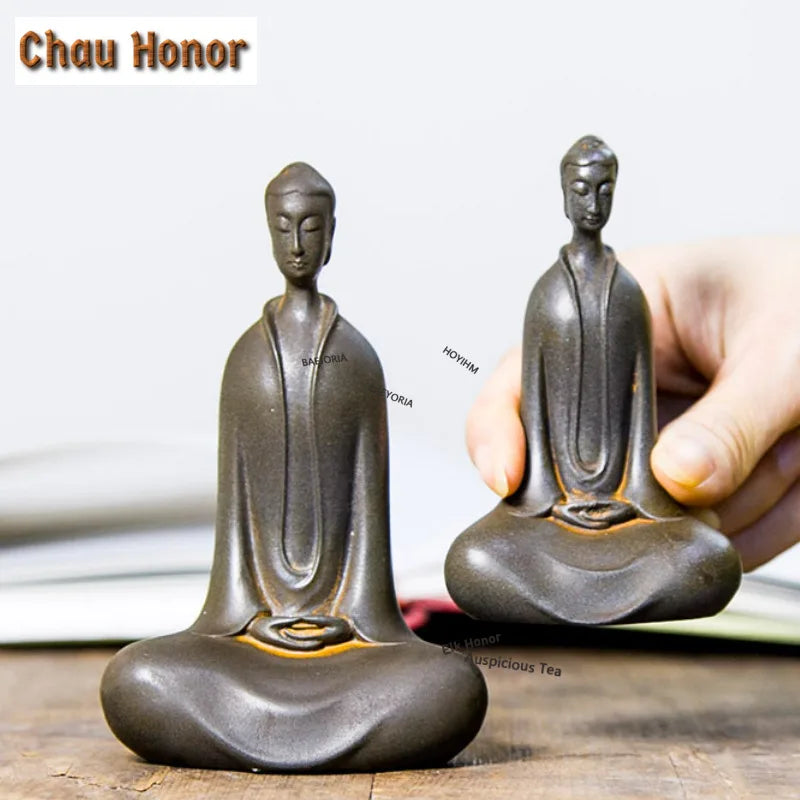 Buddha Figure for Home Decor - Handmade Resin Tea Pet Statue, Zen Sculpture